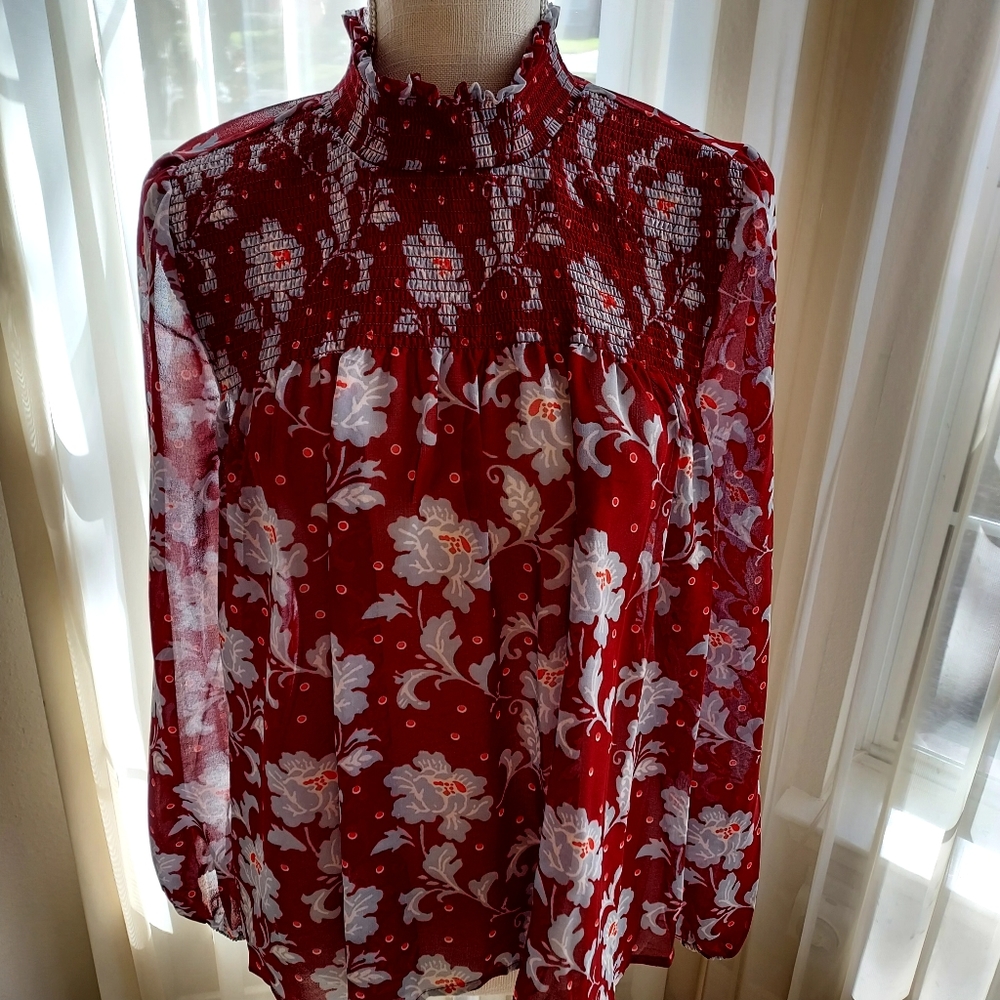 A.N.A LONG SLEEVE  TURTLE NECK UMPIRE STYLE BLOUSE